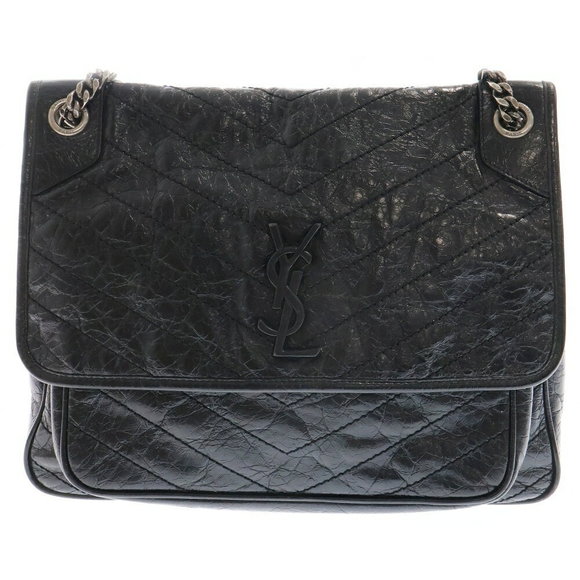 SAINT LAURENT PARIS Niki Leather Chain Shoulder Bag Black - Picture 1 of 5